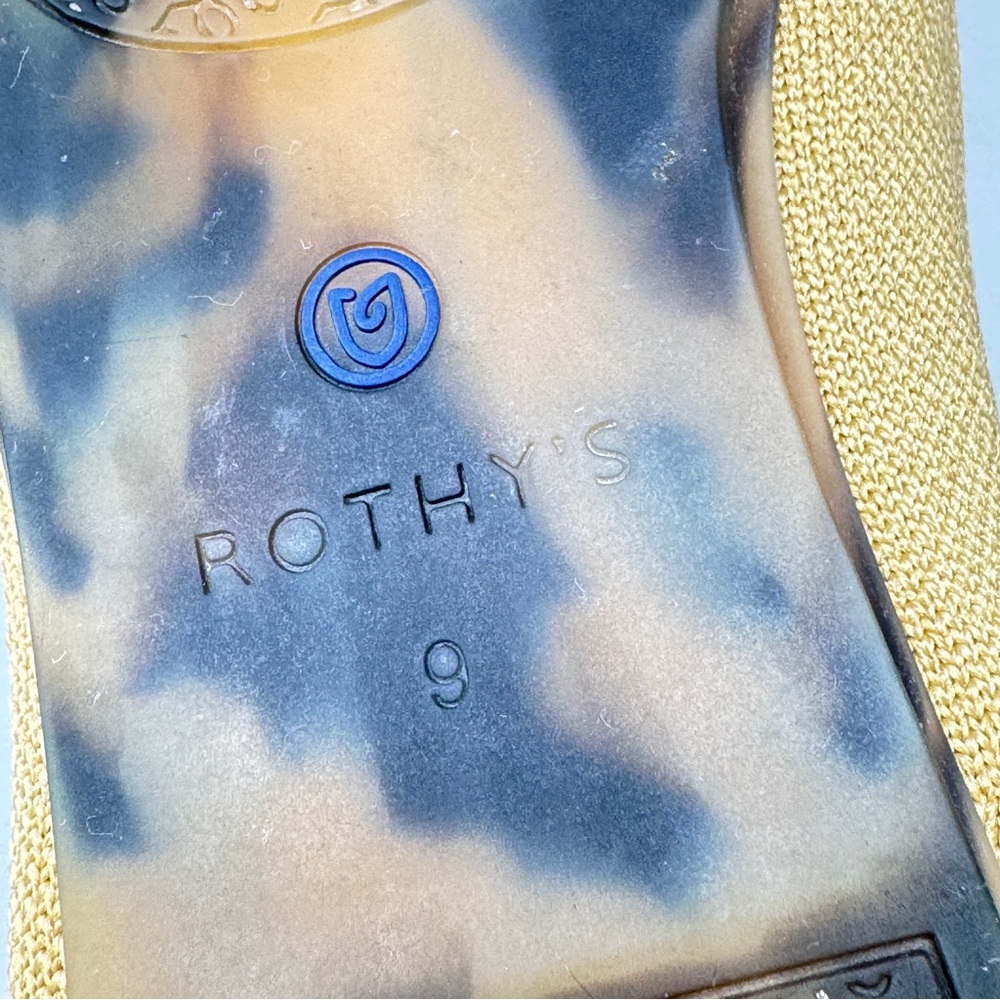 Rothy's Knit Flats in Mustard with Blue Heel Trim - Picture 10 of 11